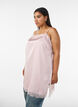 Haut long en satin bord&eacute; de dentelle, Rose poudr&eacute;e, Model image number 0