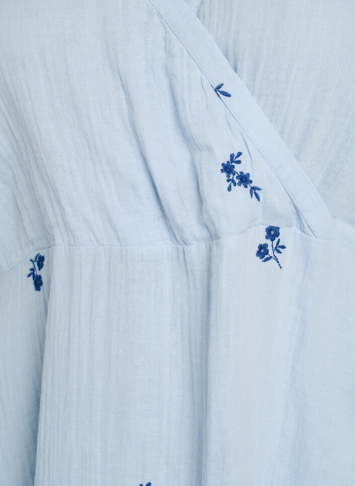 Robe courte en mousseline de coton avec d&eacute;tails brod&eacute;s, Bleu Clair, Packshot image number 2