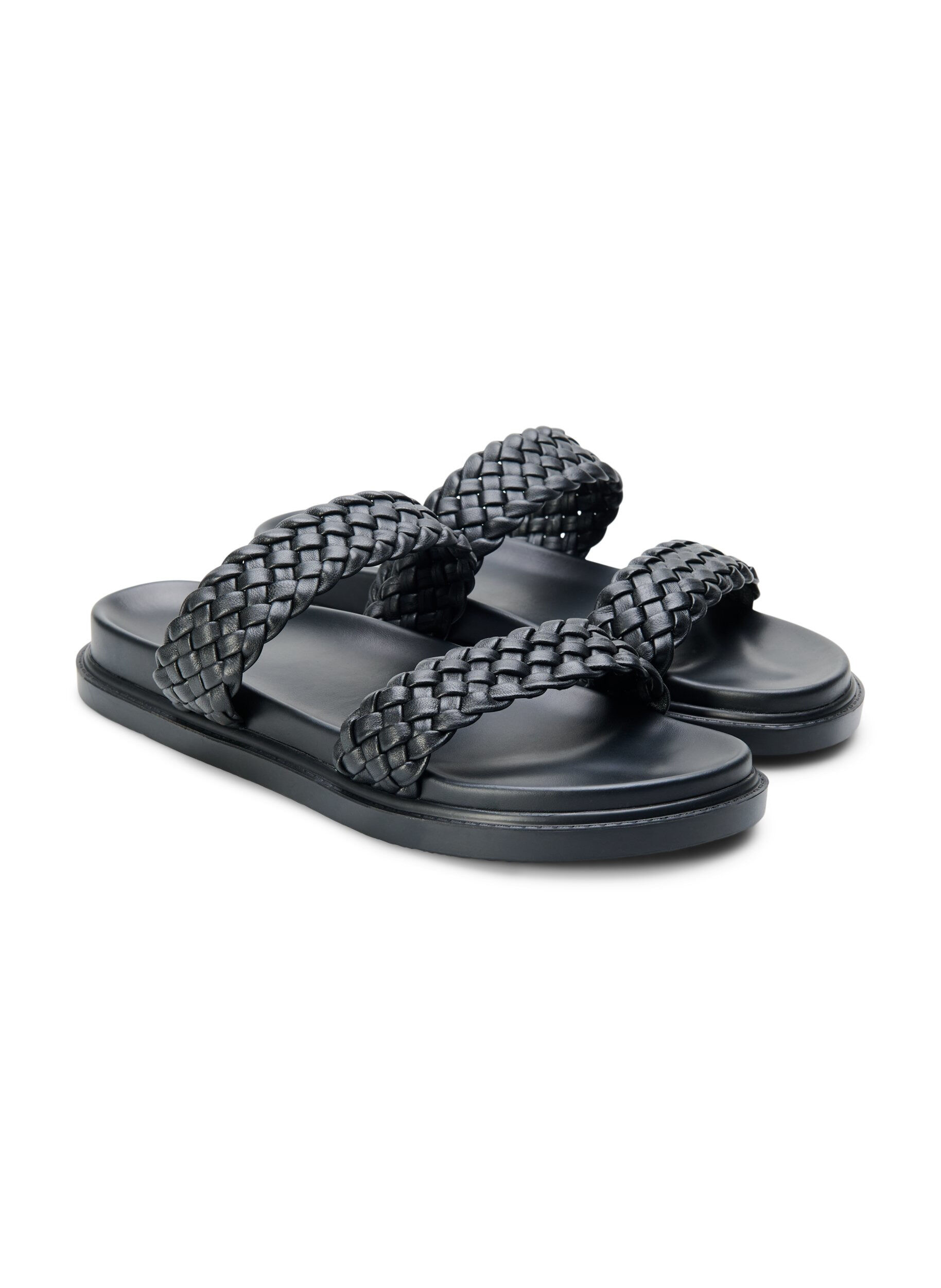 Zizzi Wide Fit Sandalen aus Leder, Black, Packshot image number 1