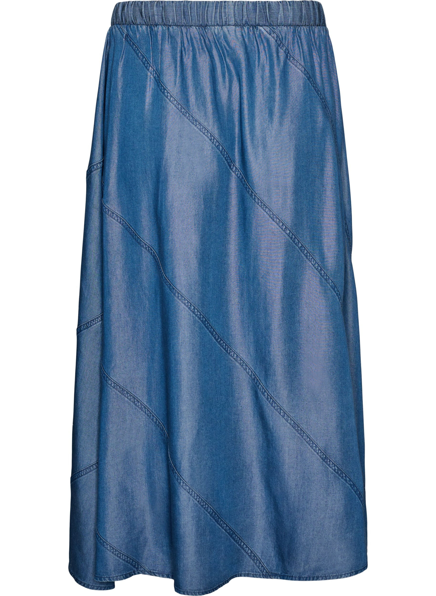 ZizziJupe longue aspect denim en TENCEL&trade; Lyocell, Bleu, Packshot image number 1