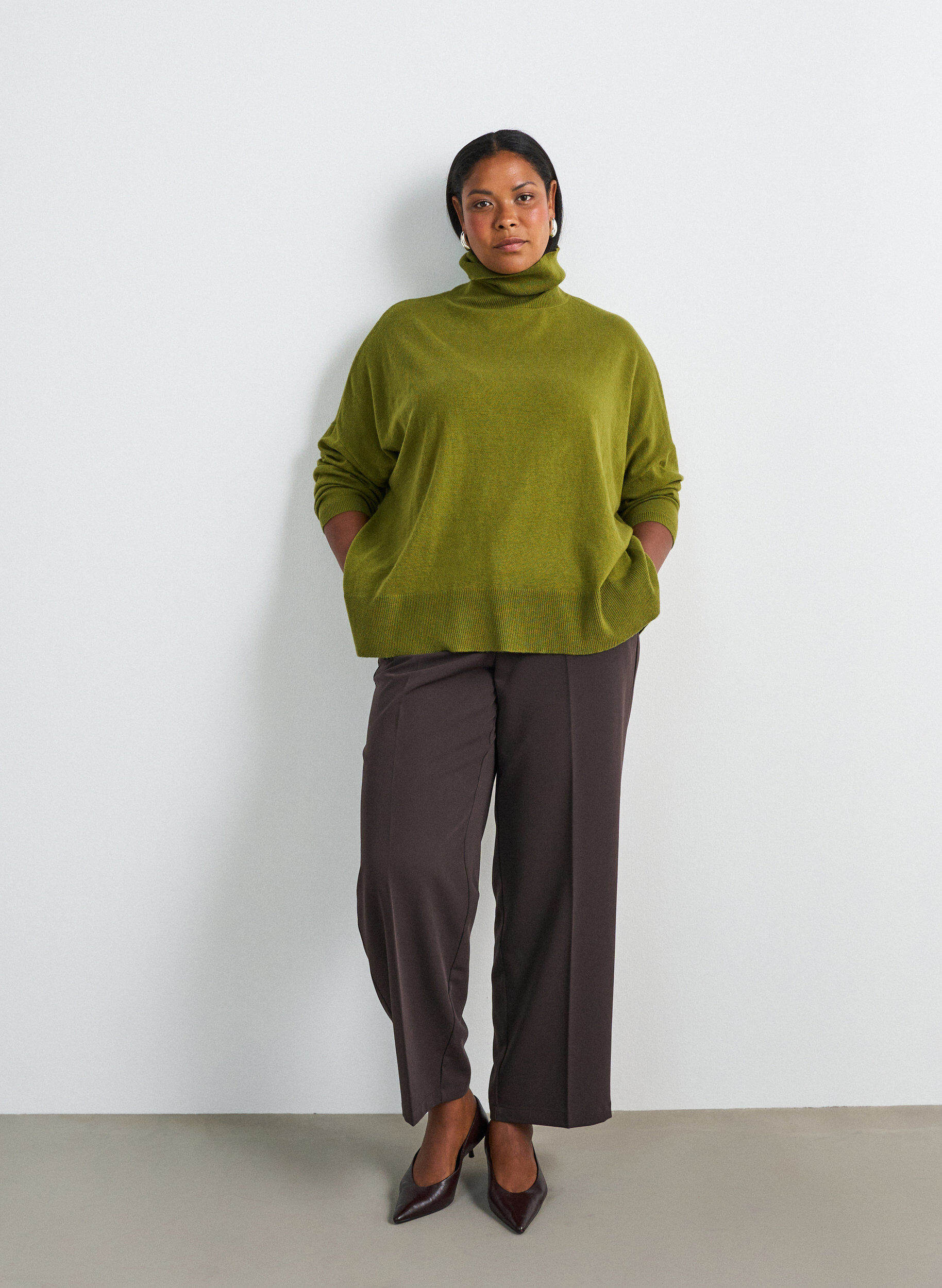 ZizziRollkragenpullover mit lockerer Passform, Gr&uuml;n, Model image number 1