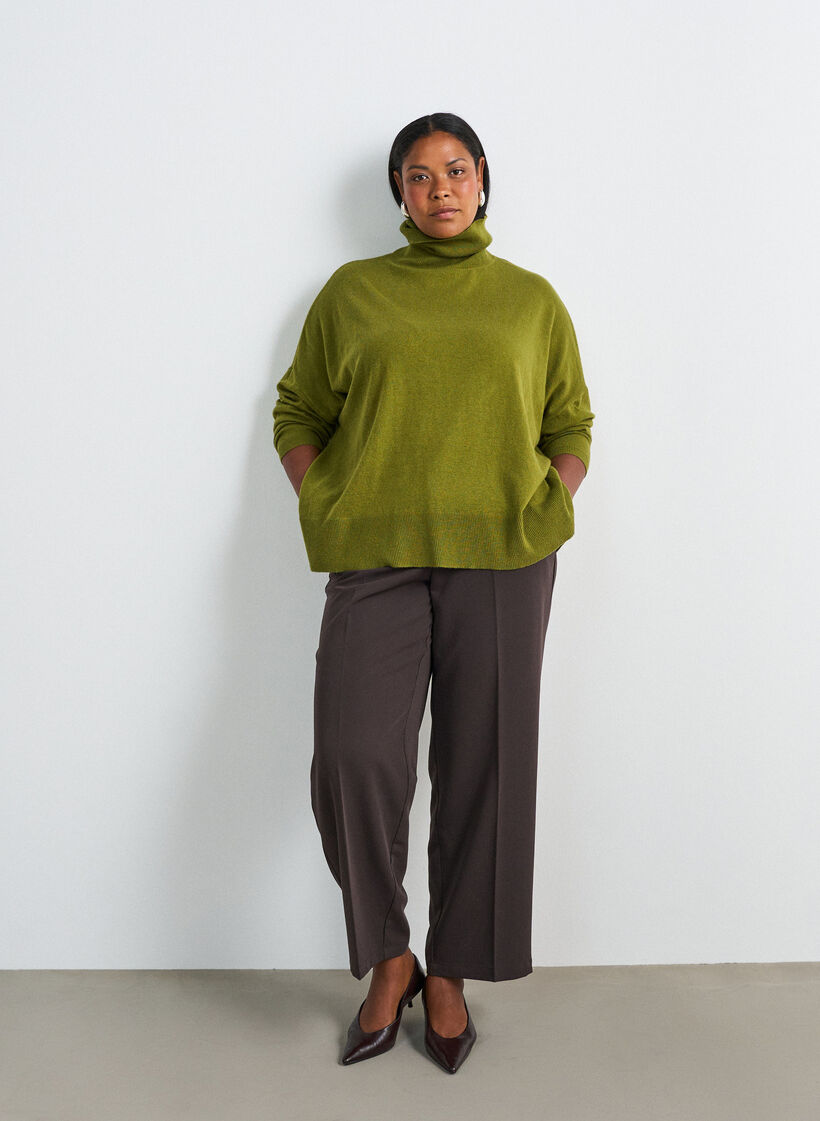 Rollkragenpullover mit lockerer Passform, Gr&uuml;n, Model image number 1