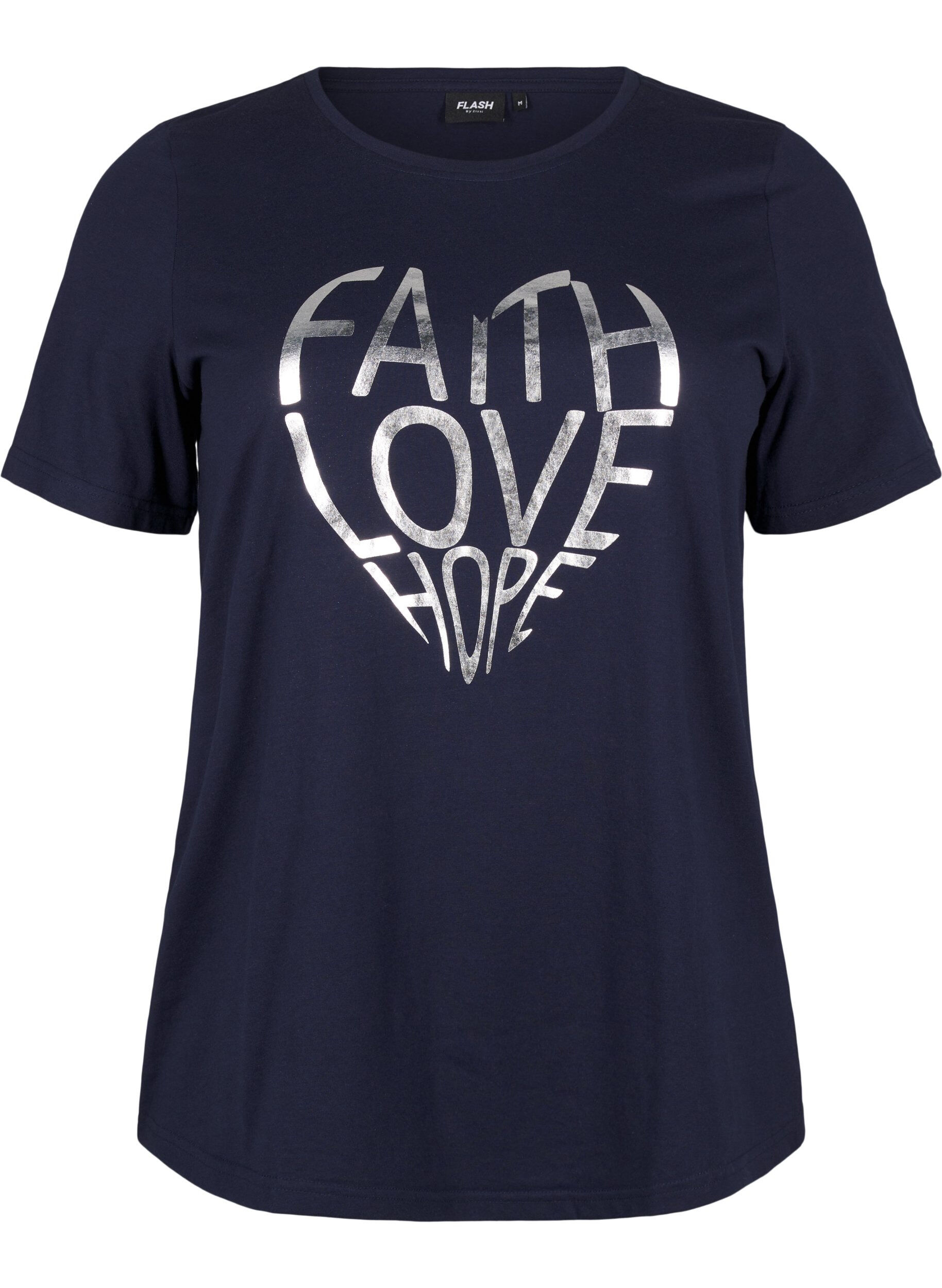Zizzi FLASH - T-Shirt mit Motiv, Navy B. Silver Faith, Packshot image number 0