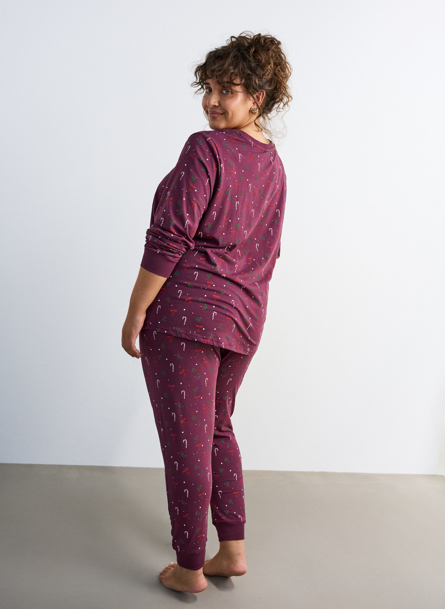 ZizziBas de pyjama imprim&eacute;, Bordeaux fonc&eacute;, Model image number 1