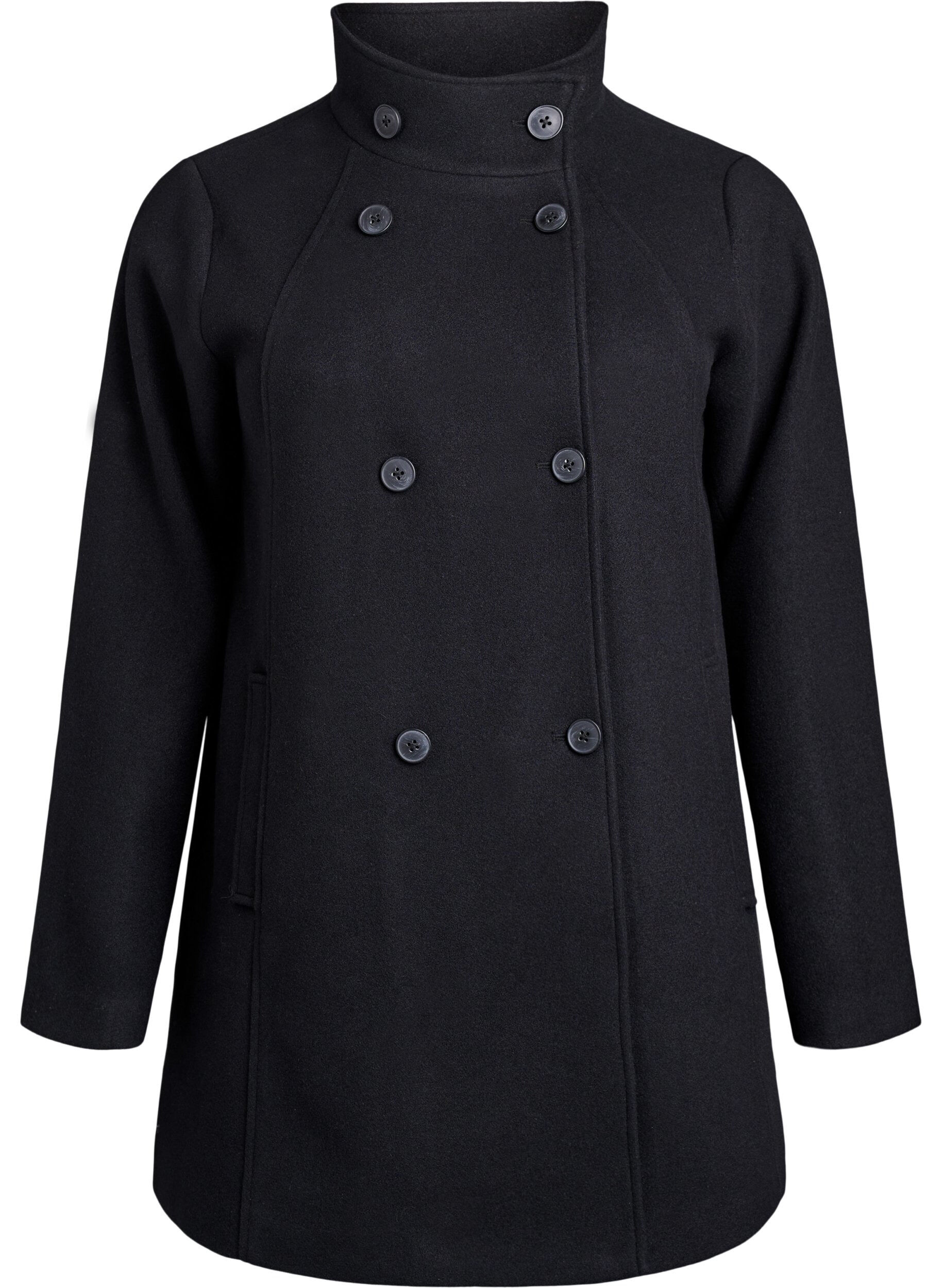 ZizziManteau court &agrave; la coupe &eacute;vas&eacute;e, Noir, Packshot image number 0