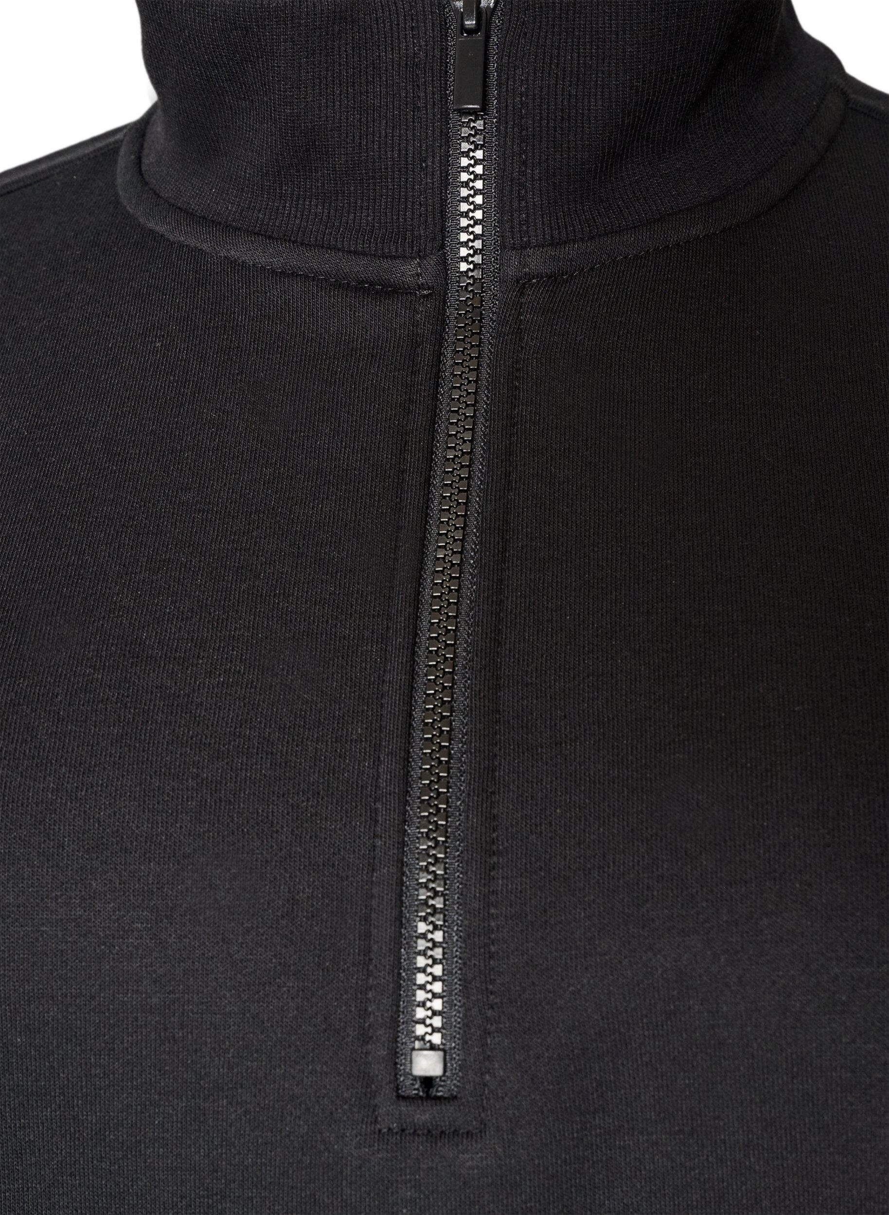 ZizziRobe sweat avec col montant c&ocirc;tel&eacute; et zip, Noir, Packshot image number 2