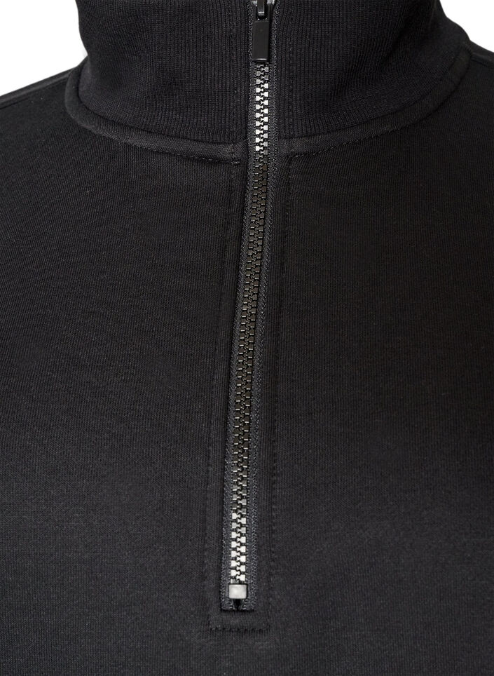 Robe sweat avec col montant c&ocirc;tel&eacute; et zip, Noir, Packshot image number 2