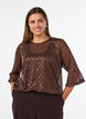 Blouse transparente avec sequins et motif &agrave; losanges, Marron, Model image number 0