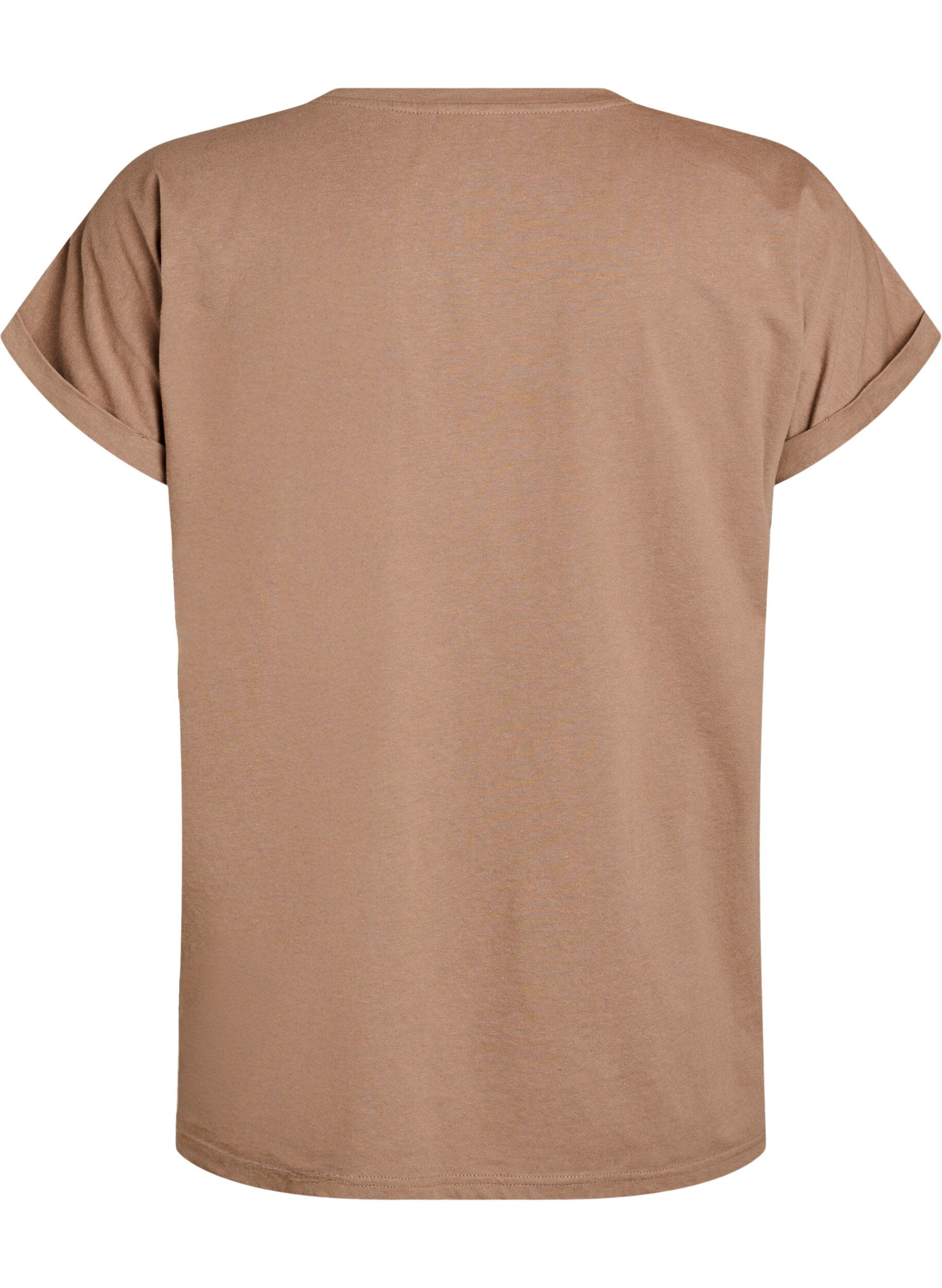 Zizzi T-shirt &agrave; manches courtes en m&eacute;lange de coton, Marron, Packshot image number 1