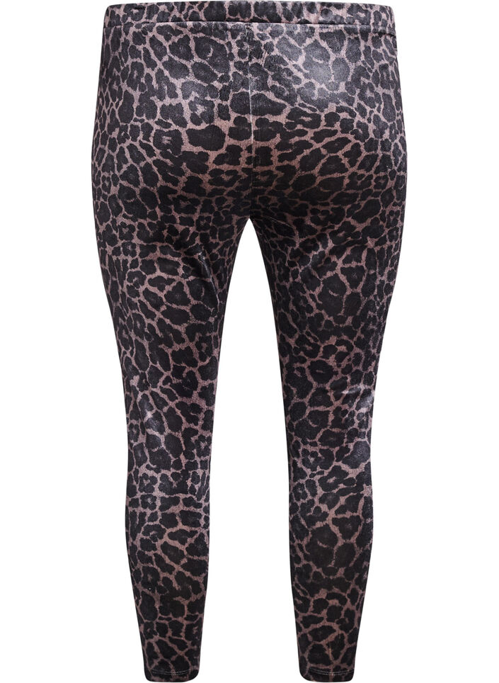 Leggings aus Velours mit Leopardenmuster, Braun, Packshot
