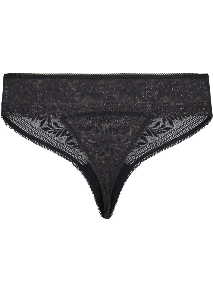 String en dentelle à taille régulière, Black, Packshot image number 1