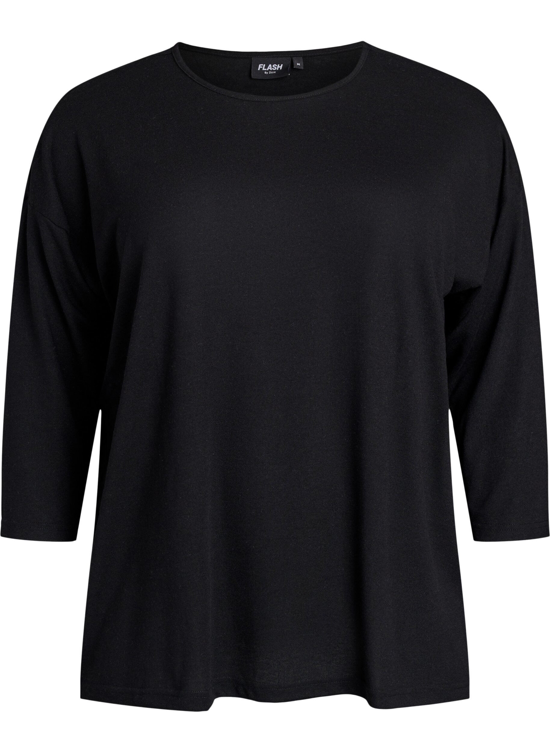 ZizziBlouse en jersey avec manches 3/4, Noir, Packshot image number 0
