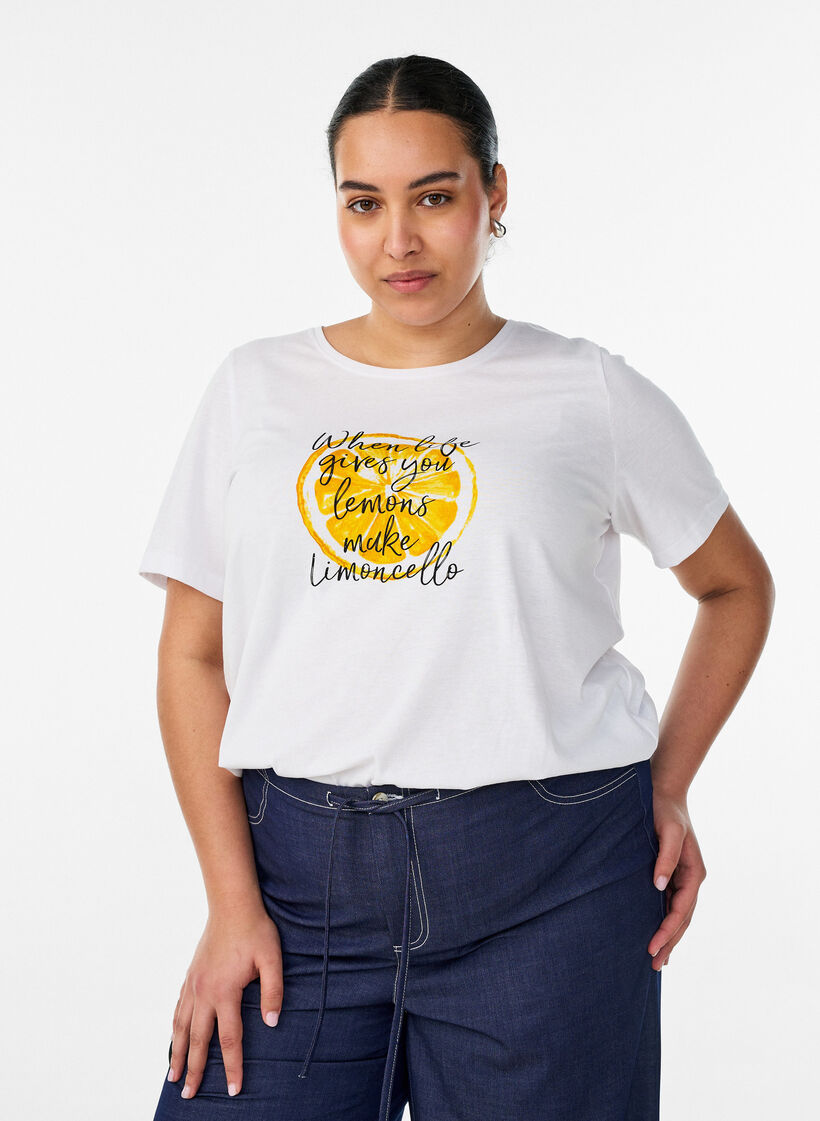 T-shirt imprim&eacute;, Blanc, Model image number 0