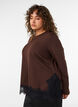 Bluse aus Jersey mit Spitzen, Braun, Model image number 3