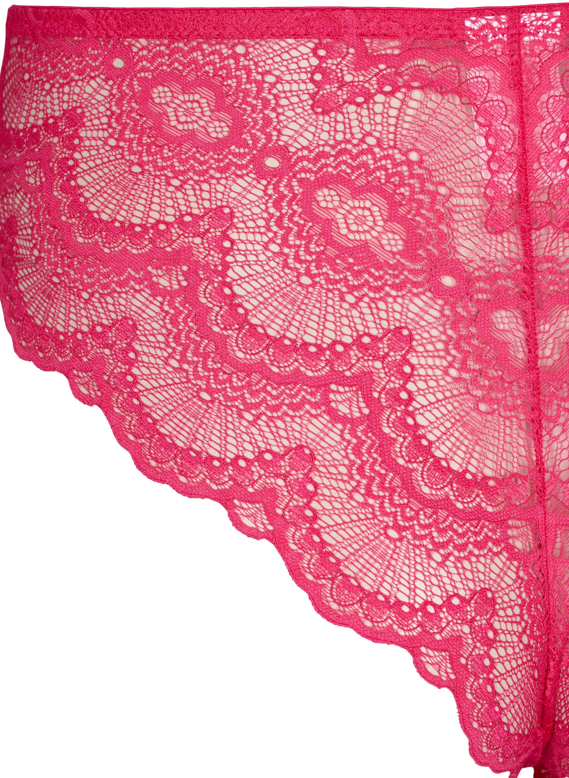 Zizzi Culotte br&eacute;silienne en dentelle avec taille r&eacute;guli&egrave;re, Rose, Packshot image number 3