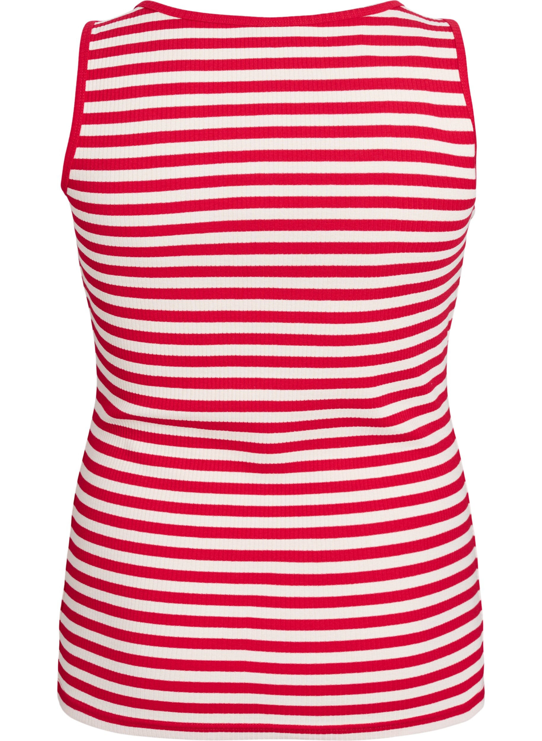 Zizzi Gestreiftes Tanktop mit Rippenstruktur, Snow W. U.R.Stripe, Packshot image number 1