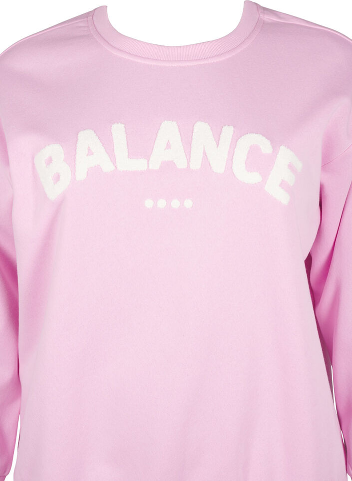 Sweat-shirt avec texte en tissu-éponge, Rose, Packshot image number 2