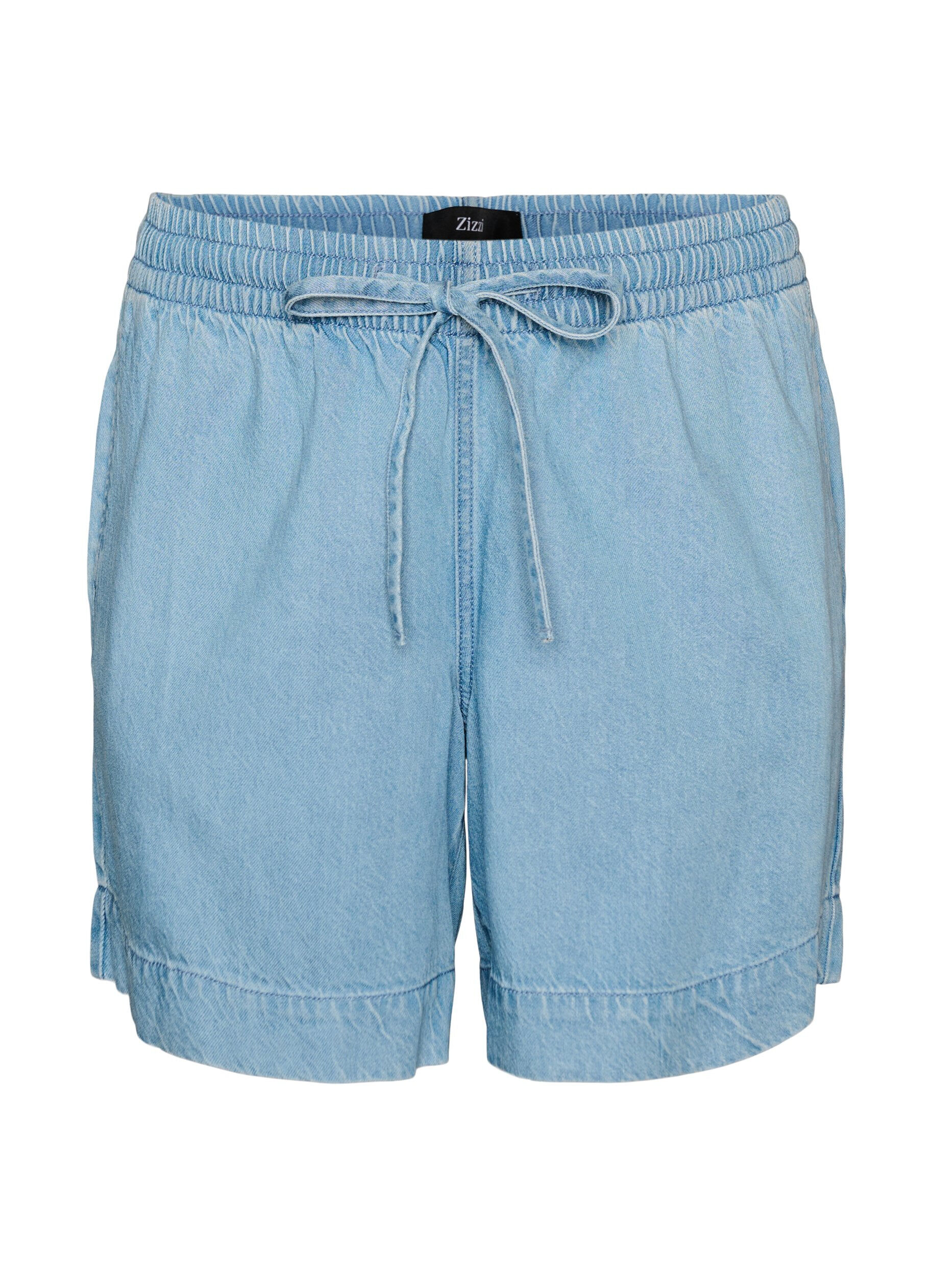 Shorts in Jeans-Optik mit elastischem Bund und Kordelzug