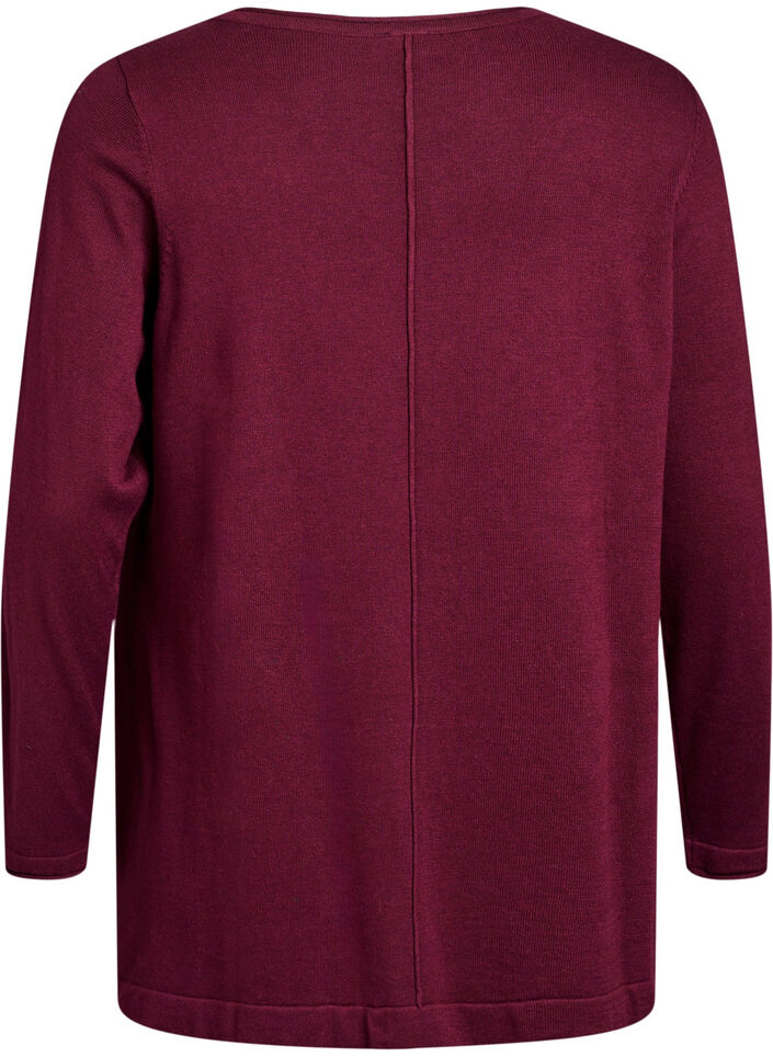 Gestrickte Bluse aus Baumwoll-Viskose-Mischung, Dunkles Bordeaux, Packshot image number 1