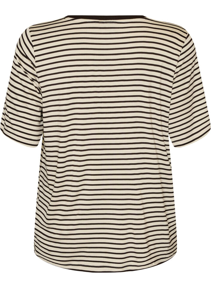 T-shirt en TENCEL&trade; Lyocell &agrave; rayures, Marron, Packshot image number 1