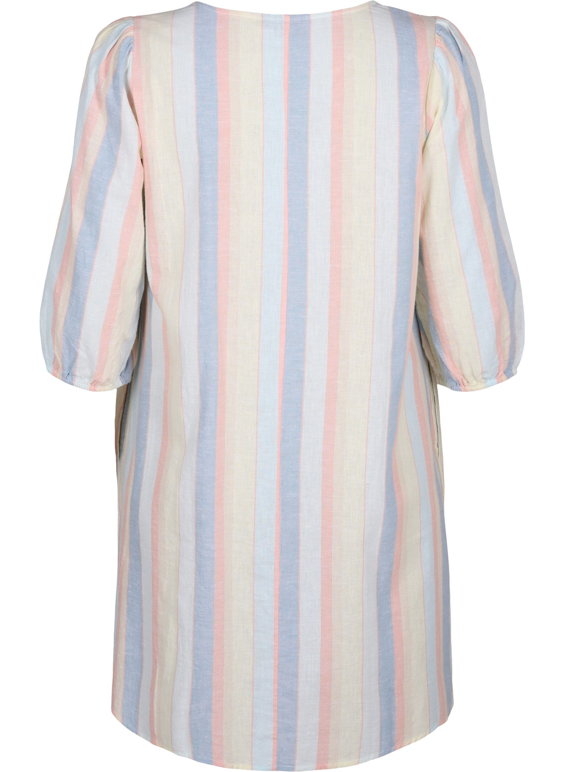 Zizzi Robe courte en coton et lin m&eacute;lang&eacute;s, Multi Color Stripe, Packshot image number 1