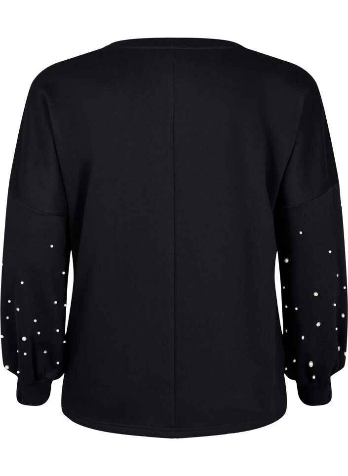 Sweatshirt mit Perlen, Black, Packshot image number 1