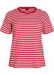 Gestreiftes T-Shirt mit gerippter Struktur, Rot, Packshot image number 0