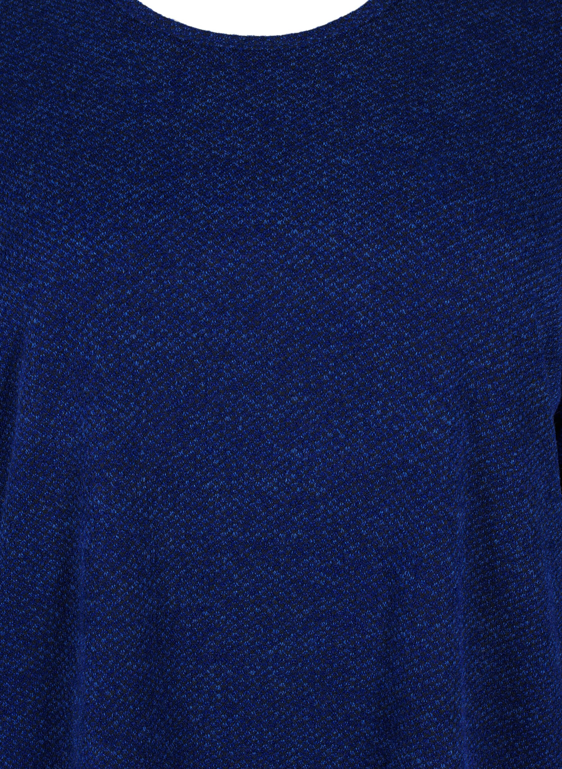 Zizzi Melange Bluse mit rund um den Neck und langen &Auml;rmel, Sodalite Blue, Packshot image number 2