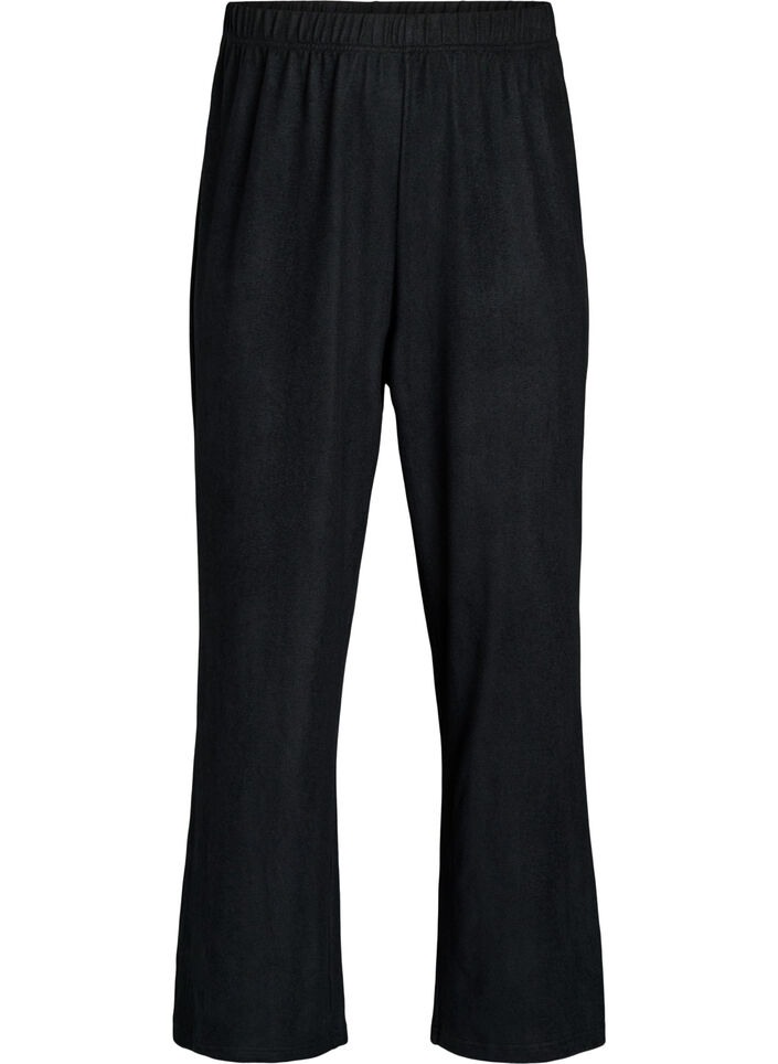 Hoch taillierte Hose aus Jersey mit weitem Bein, Schwarz, Packshot image number 0