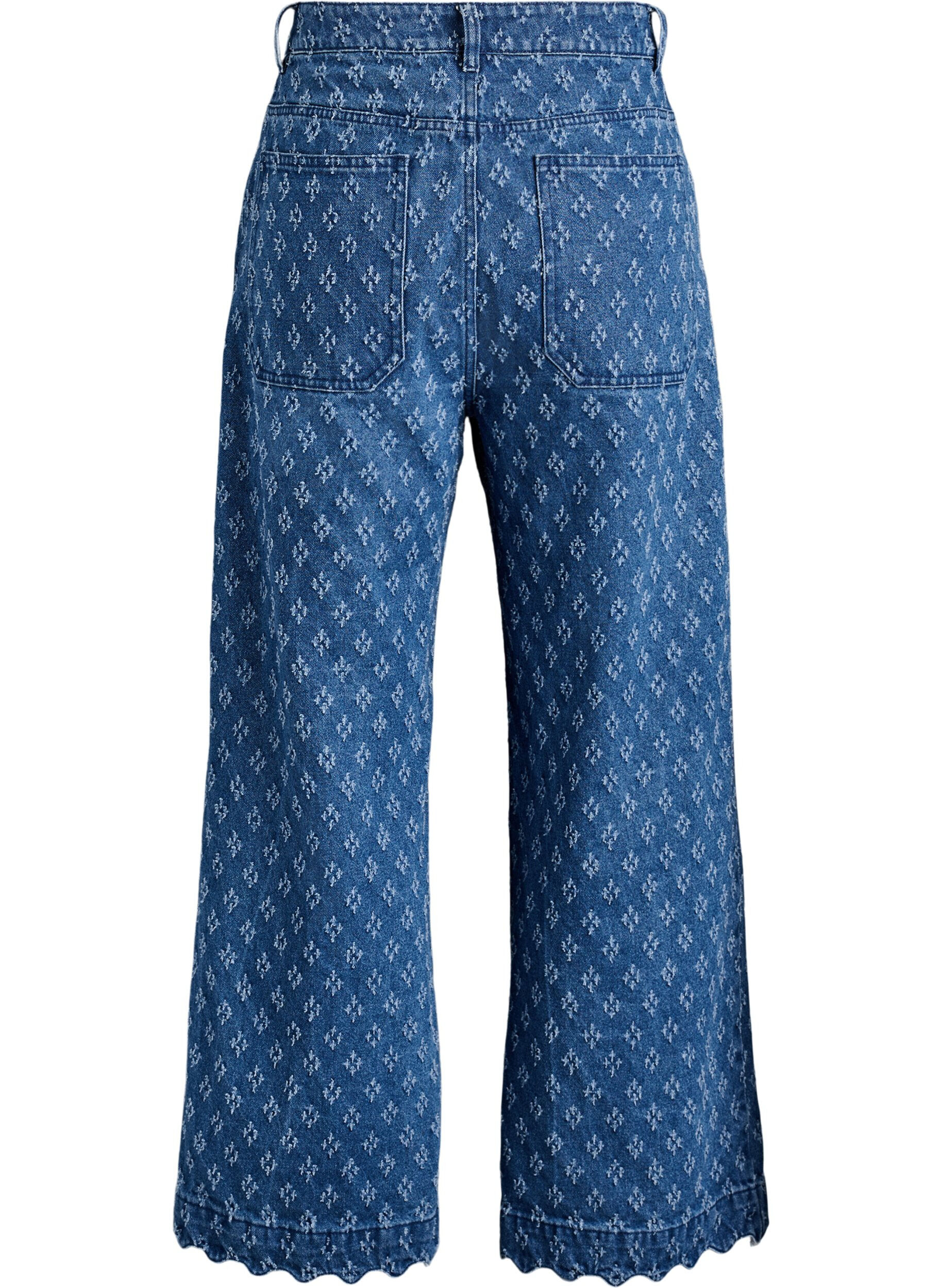 ZizziMyra Jeans mit weiter Passform und abgenutzter Optik, Blau, Packshot image number 1