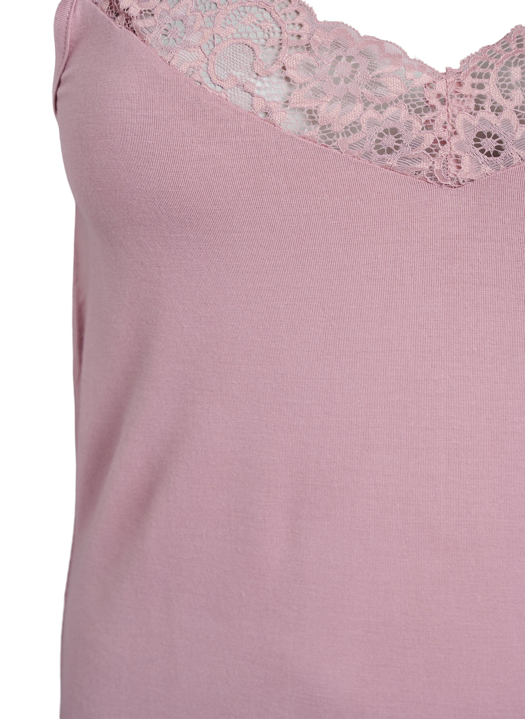 Zizzi Top en viscose avec bord en dentelle, Rose, Packshot image number 2