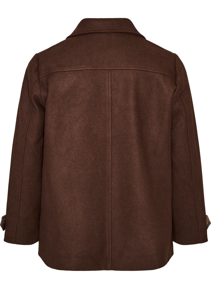 Manteau court avec fermeture &agrave; double-boutonnage, Marron, Packshot