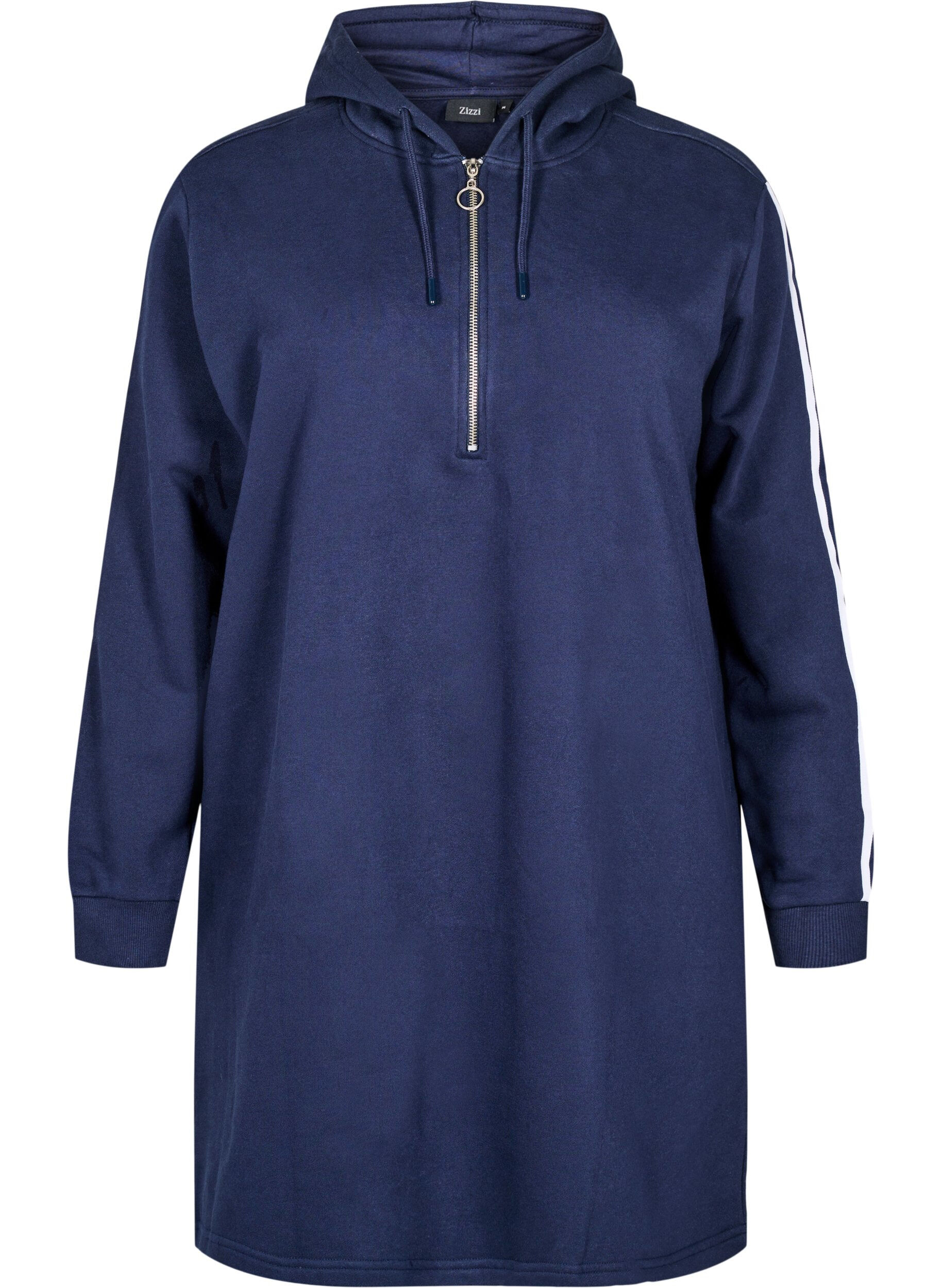 Zizzi Robe sweat courte &agrave; capuche et manches longues, Navy Blazer, Packshot image number 0