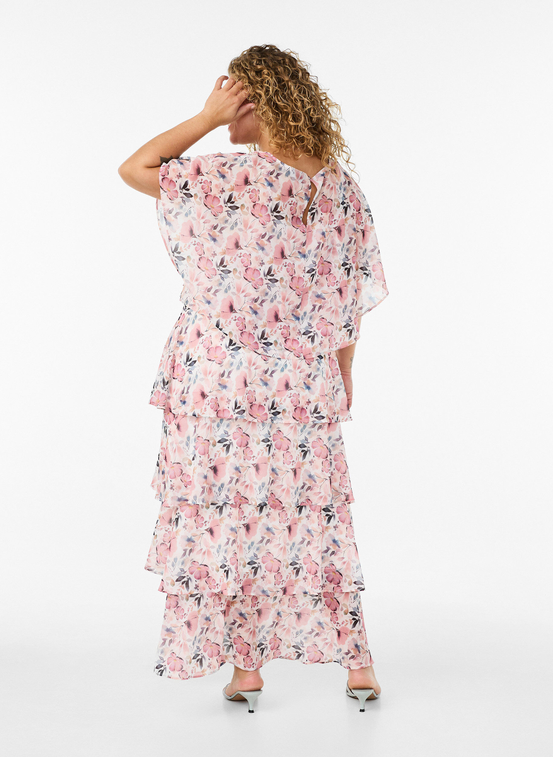 ZizziRobe maxi avec plusieurs couches de volants et cape amovible, Blanc, Model image number 2