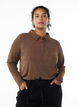 Langärmliges Poloshirt aus dehnbarem Rippmaterial, Fondue F. Mélange, Model image number 0