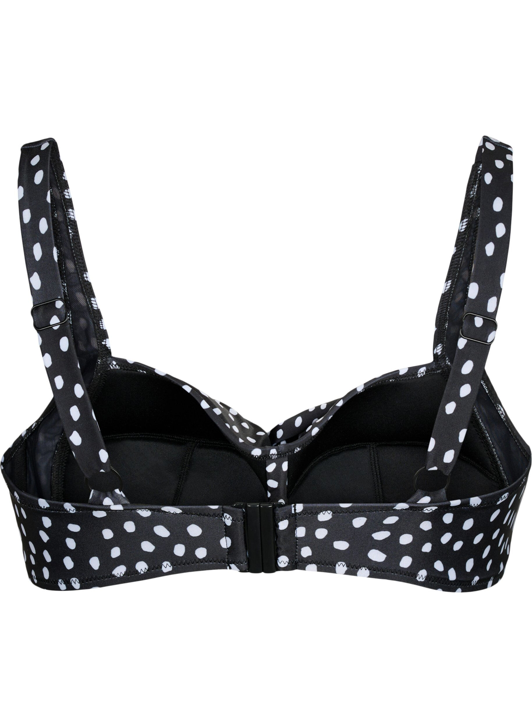 Zizzi Bedrucktes Bikini-Top, Black White Dot, Packshot image number 1