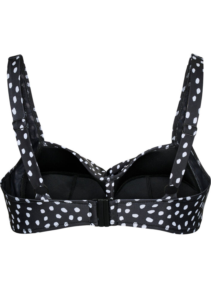 Bedrucktes Bikini-Top, Black White Dot, Packshot image number 1