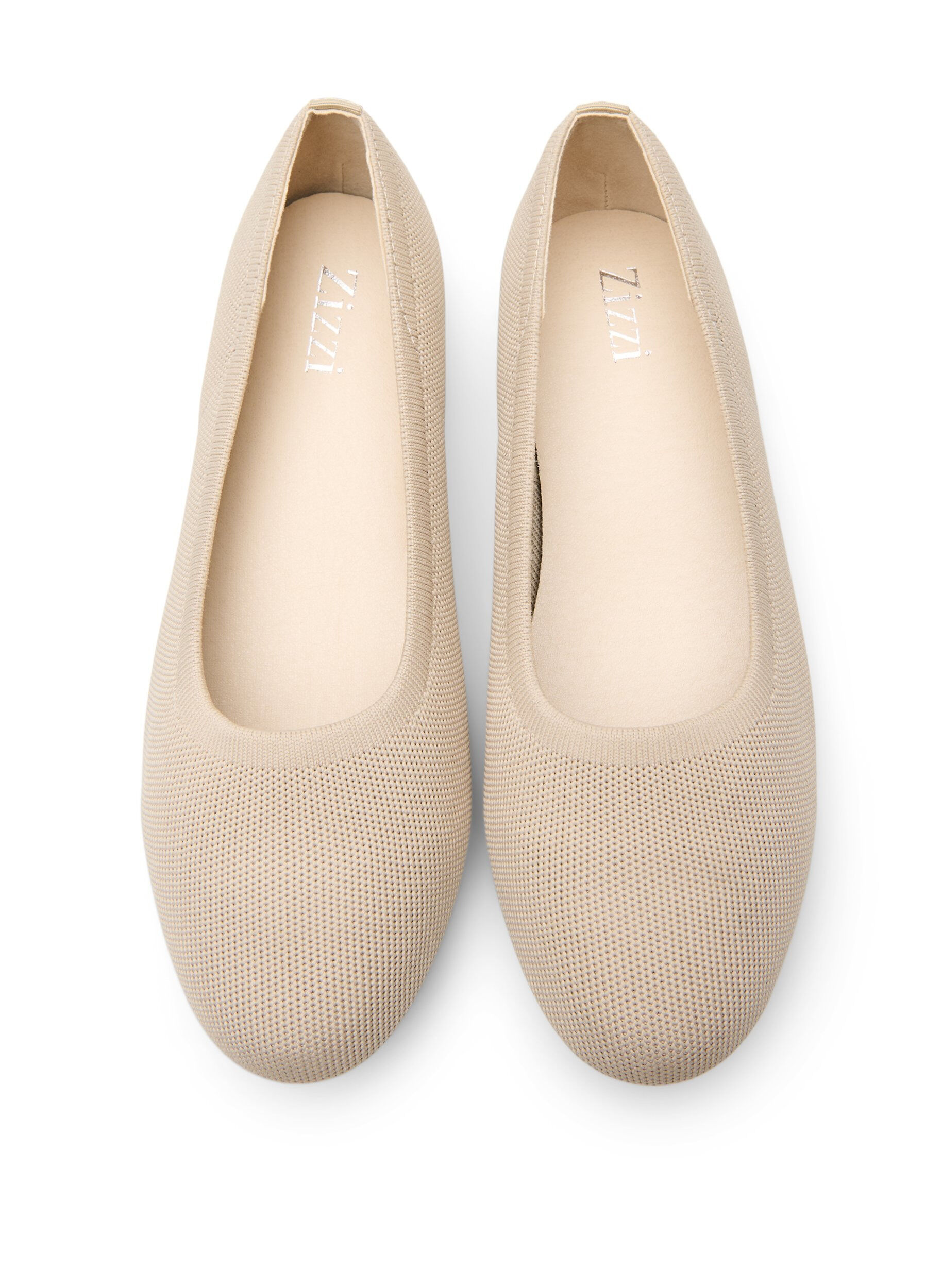 Zizzi Ballerines en tissu &agrave; texture fine, Beige, Packshot image number 2