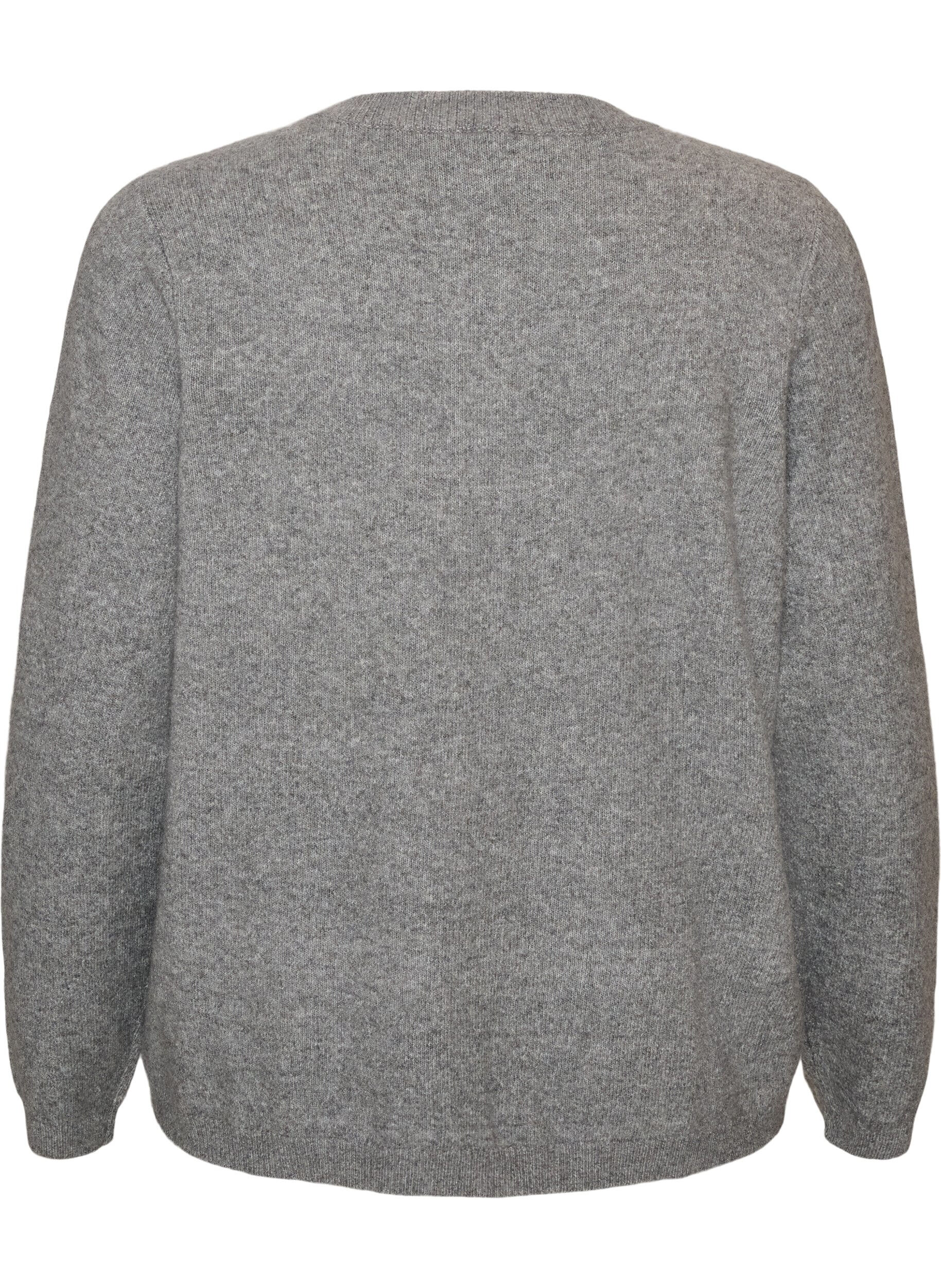 ZizziCardigan avec boutons et devant arrondi, Gris, Packshot image number 1