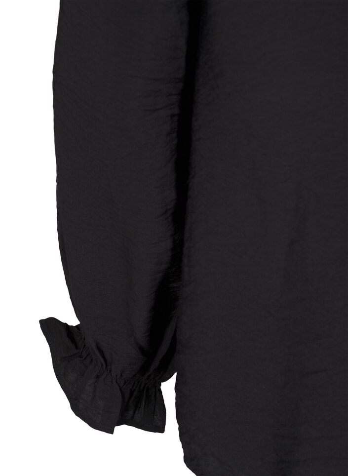 Chemisier à manches longues avec un col en V, Black, Packshot image number 3