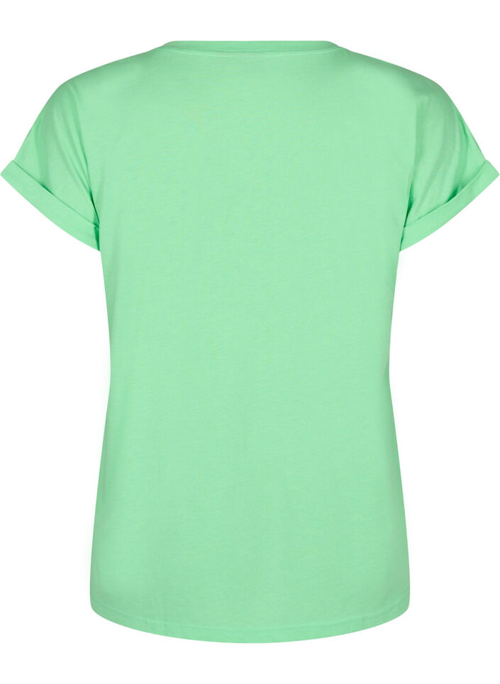 Kurz&auml;rmliges T-Shirt aus einer Baumwollmischung, Gr&uuml;n, Packshot image number 1