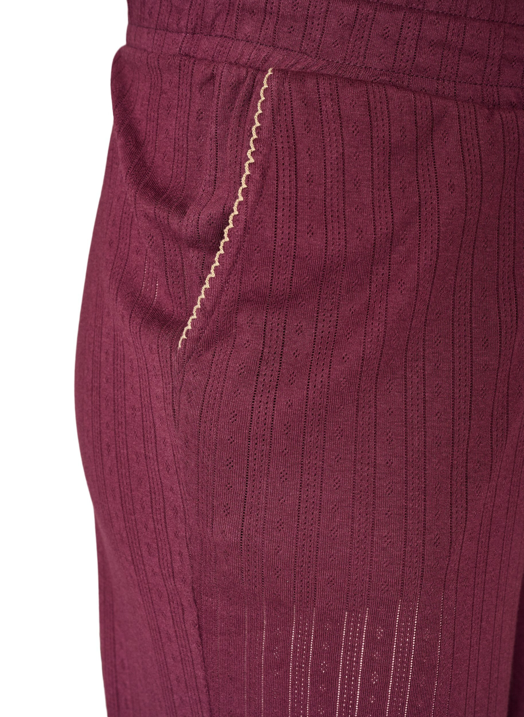 ZizziPyjamahose aus Bio-Baumwolle mit Lochstickerei, Dunkles Bordeaux, Packshot image number 2