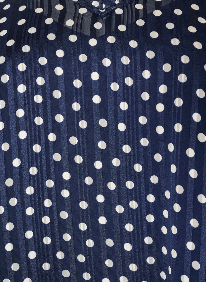Gemustertes Kleid mit R&uuml;schen und langen &Auml;rmeln, Blau, Packshot image number 2