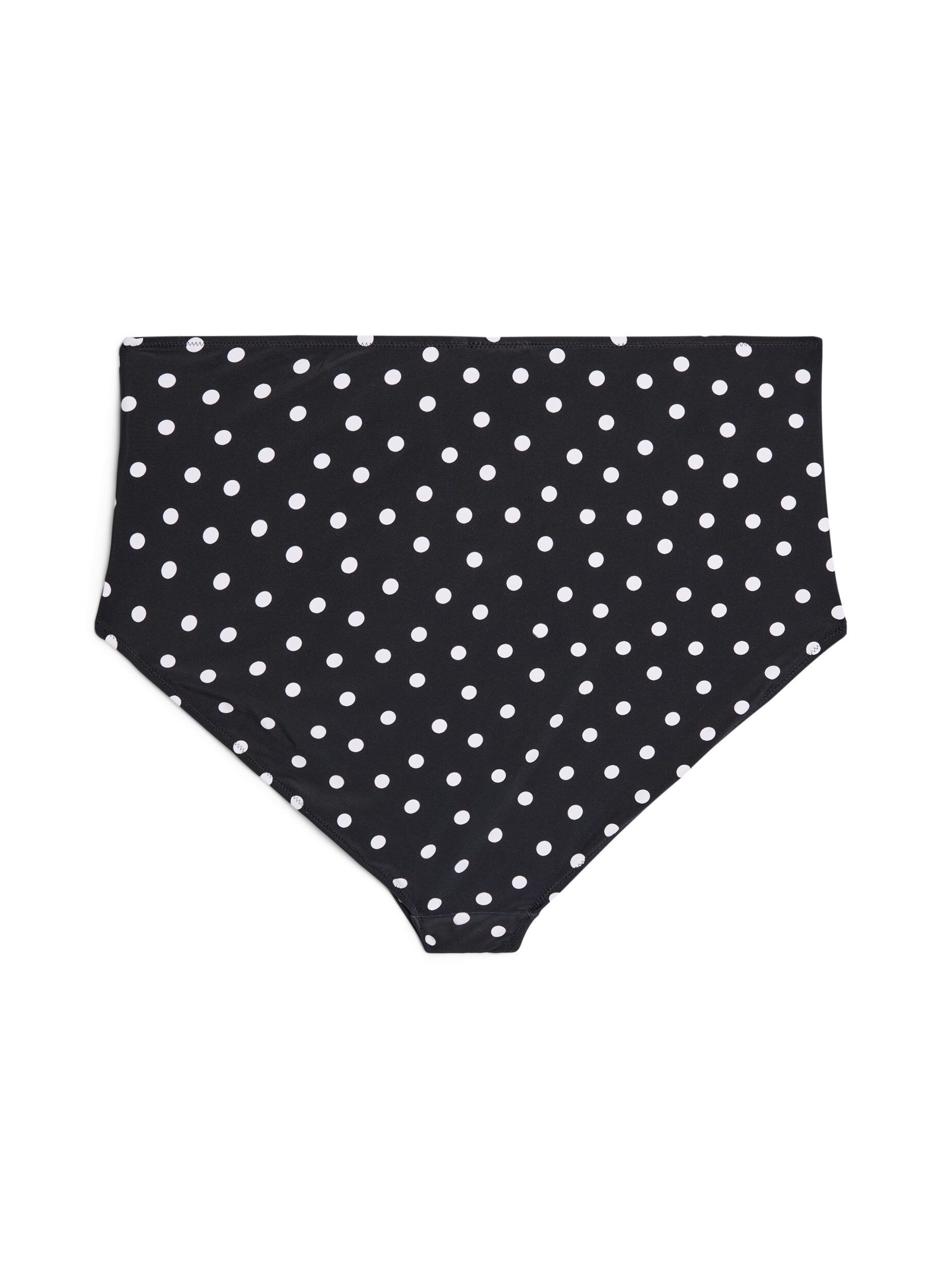 Zizzi Culotte de bikini imprim&eacute;e et taille haute, Noir, Packshot image number 1