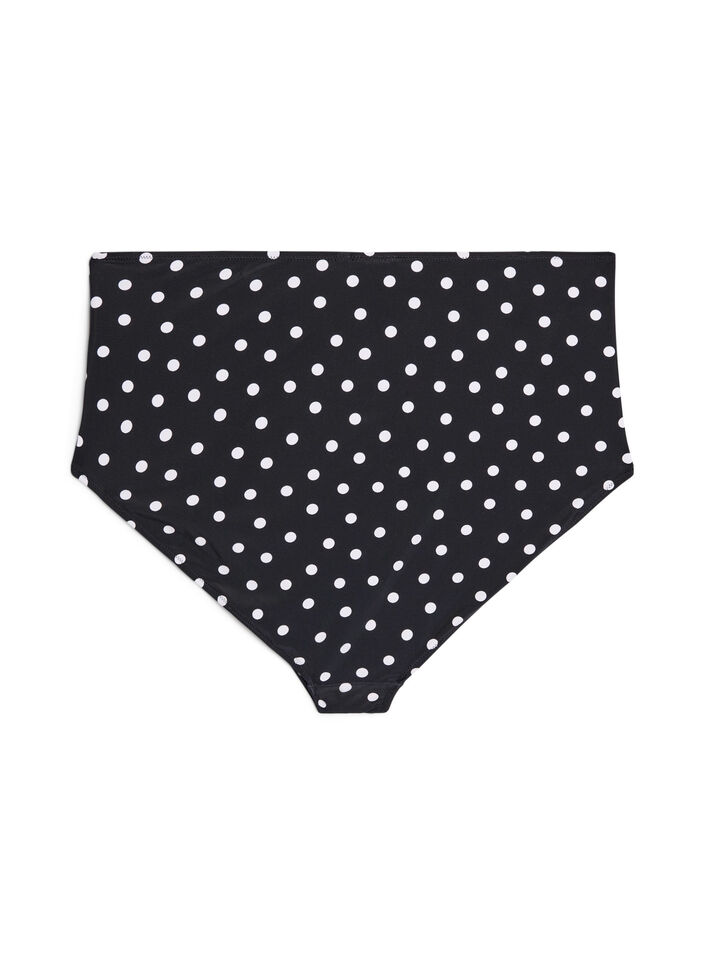 Culotte de bikini imprim&eacute;e et taille haute, Noir, Packshot image number 1