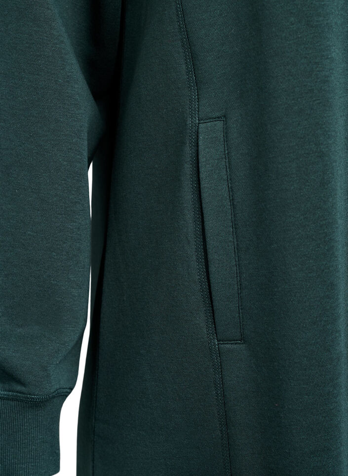Robe sweat-shirt courte &agrave; col montant et poches, Vert fonc&eacute;, Packshot image number 3