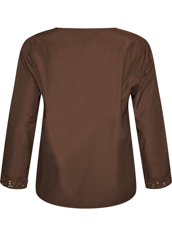 Chemisier avec broderie anglaise, Marron, Packshot image number 1