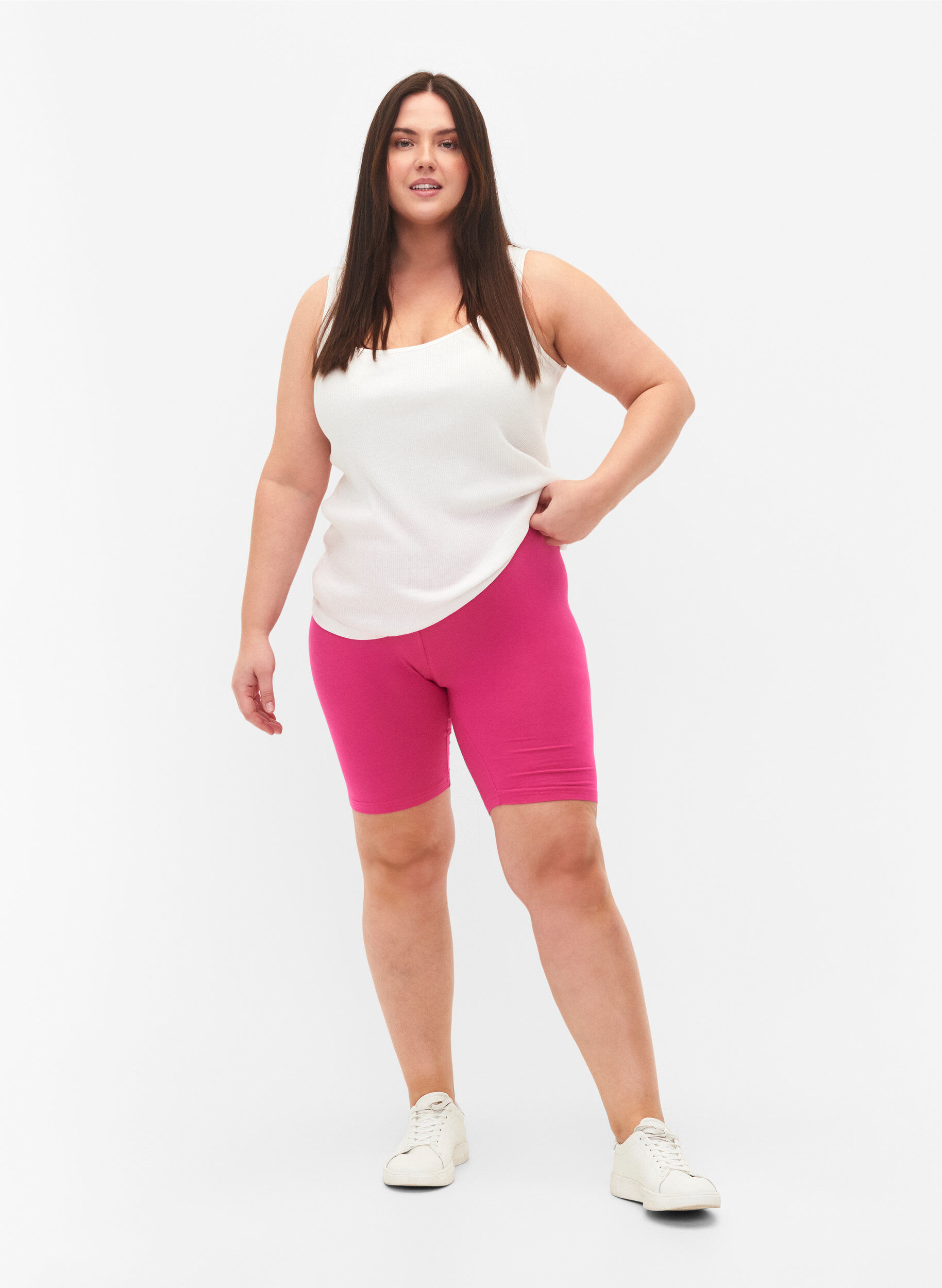 ZizziShort cycliste de base de couleur unie, Rose, Model image number 1