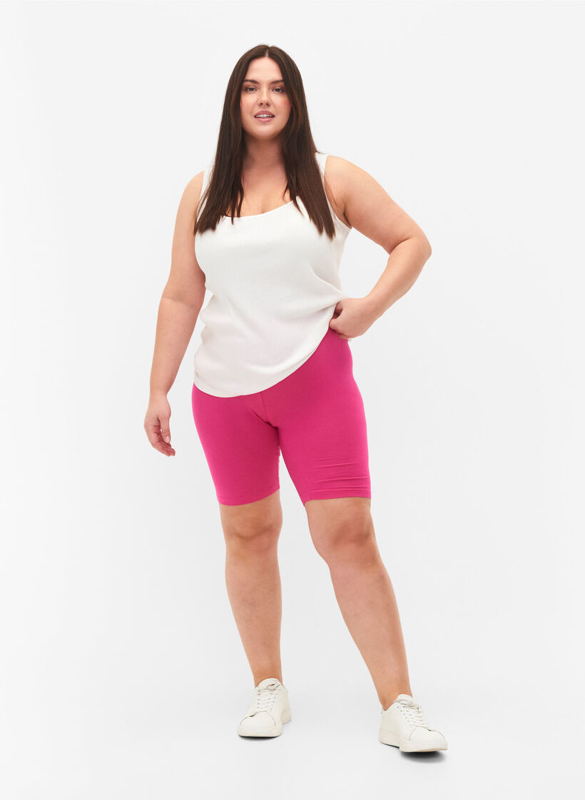 Short cycliste de base de couleur unie, Rose, Model image number 1