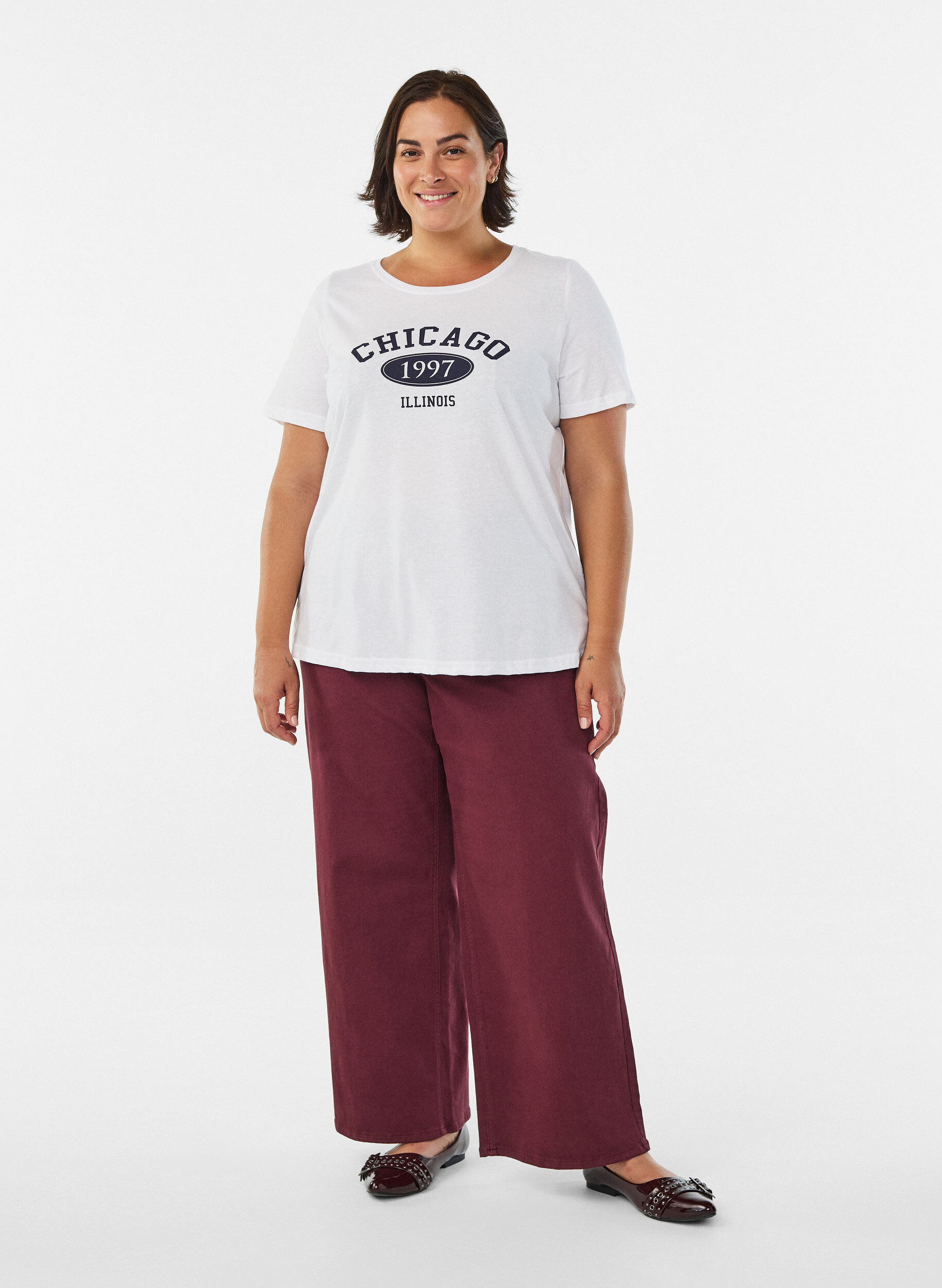 Zizzi FLASH - T-Shirt mit Print, Wei&szlig;, Model image number 1